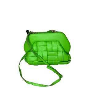 Vibrant Green Weaved Clutch